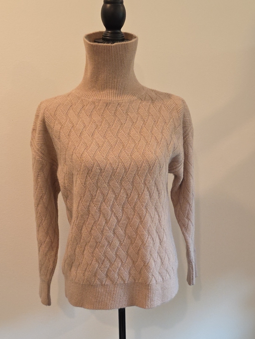 Women's Cream Cable Knit Turtleneck Sweater